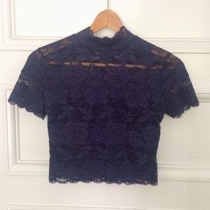Guess Plum Lace Crop Top